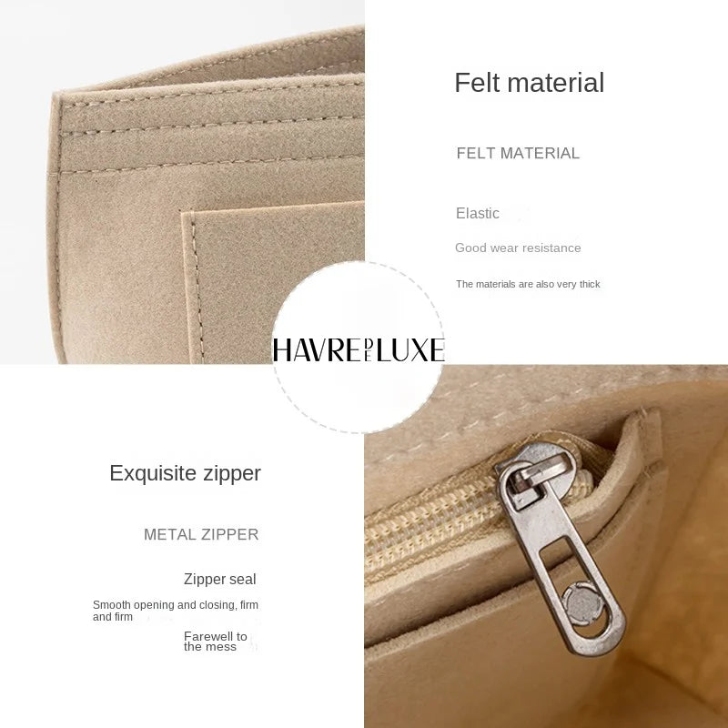 havredeluxe felt bag purse organizer for longchamp medium tote bag insert liner makeup storage travel handbag inner bag