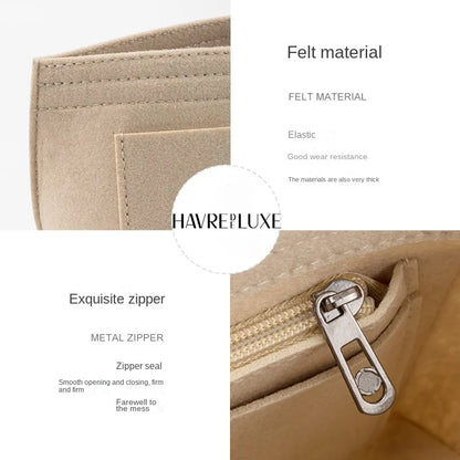 HAVREDELUXE Felt Bag Purse Organizer For Longchamp Medium Tote Bag Insert Liner Makeup Storage Travel Handbag Inner Bag