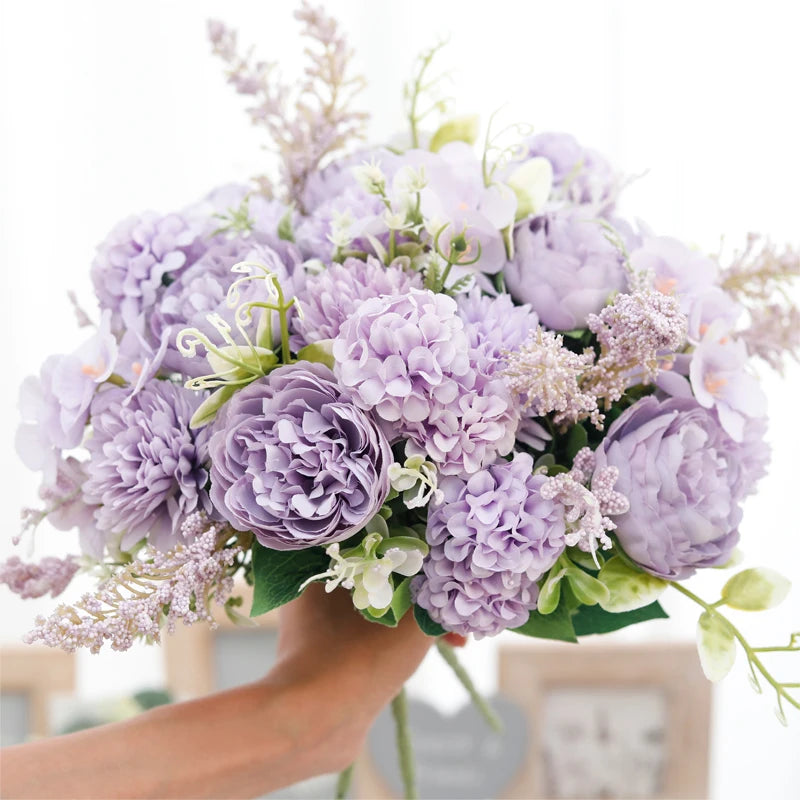 silk peony bouquet artificial flowers for weddings, home, garden decoration, floral arrangements, valentine's, birthday or anniversary gifts, 30cm long - 6 colours available