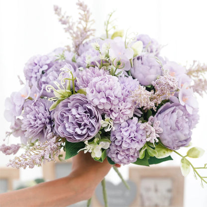 Silk Peony Bouquet Artificial Flowers for Weddings, Home, Garden Decoration, Floral Arrangements, Valentine's, Birthday or Anniversary Gifts, 30cm Long - 6 Colours Available