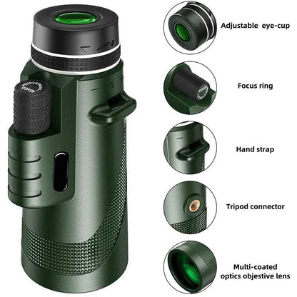 B0B49MQYWX 80x100 HD Monocular Smartphone Adapter Tripod Telescope Hike Birdwatching