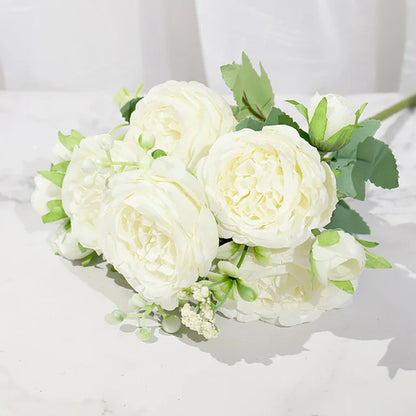 Silk Peony Rose Artificial Flower Bouquet for Wedding, Home Decor, Bridal Props, Indoor Events, Gift Arrangement, Photography Backdrop, Versatile Floral Accent