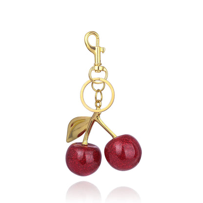 B0CYYYYK6Q Fashion Delicious Red Cherry Keychain Summer Fruits Cherries Pendant Keyring For Women Men Jewelry Bag Accessories Gift