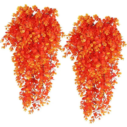 Artificial Hanging Eucalyptus Vines, UV Resistant Faux Greenery for Outdoor Wedding Decor, Plastic Leaf Garland for Bridal Showers and Exhibitions