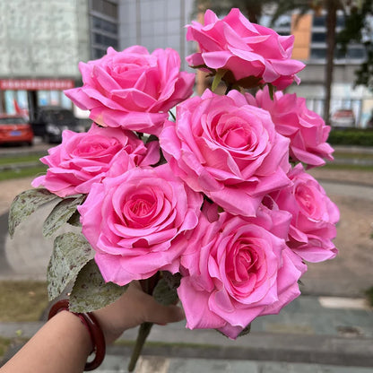 9 Heads Diamond Rose Artificial Floral Bride Bouquet Wedding Flower Wall Accessories Party Gift Home Decor Photo Props decor