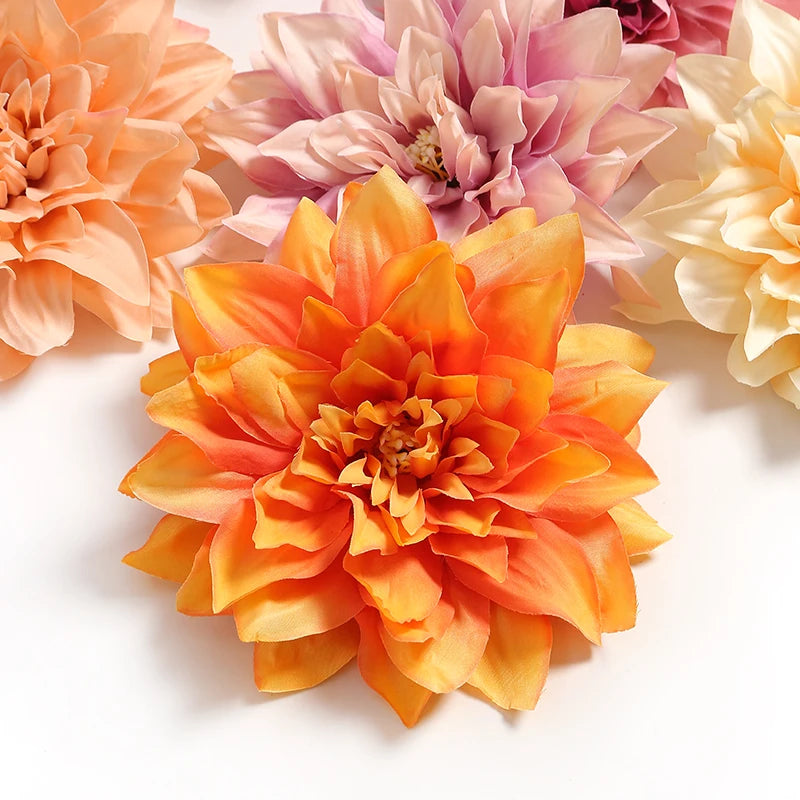 artificial dahlia & chrysanthemum flower heads, 5/10pcs, 15cm, silk diy home decor, bridal bouquet accessories, party, anniversary, indoor decoration