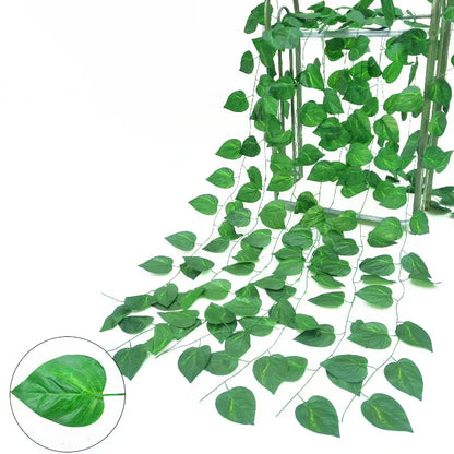 Artificial Ivy Garland Rattan Vine - Home, Bridal Shower, Outdoor Decor - 2.1M/2.3M Length, Hanging Fake Foliage, Greenery Creeper, Leaf Wreath for Exhibition Use