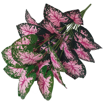 Artificial Pink Leaf Bonsai Plant Decoration - Lifelike Plastic Potted Plant for Home, Wedding, Bridal Shower, and Outdoor Display - Ideal Desktop Ornament, Non-Customisable