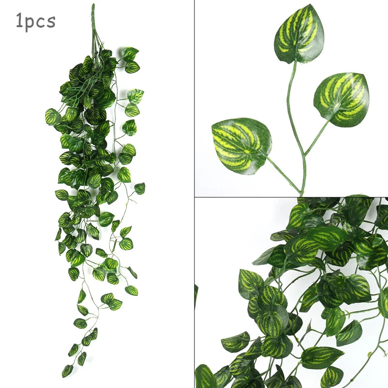 90cm artificial ivy vine garland, green leaf creeper for wall hanging, home garden decor, wedding party display, outdoor plastic plant, 1pc