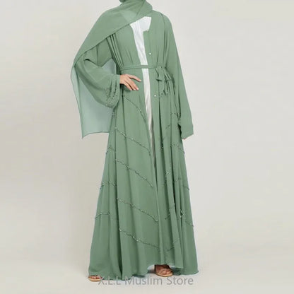 Dubai 2024 Luxury Opened Kimono Abaya Long Loose Dress Prayer Garment for Women - Elegant Party Kaftan, Modest Islamic Fashion, Spring Summer Wear, Sizes S-XXL