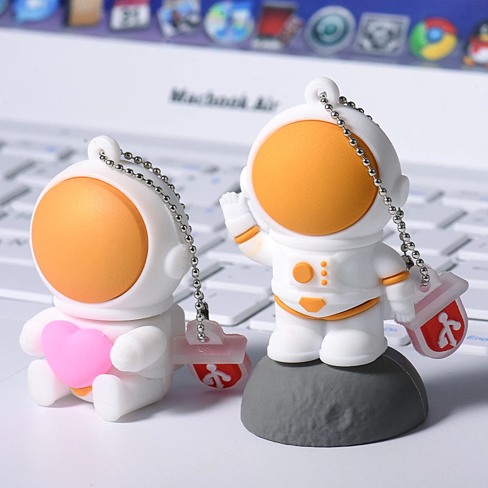 usb flash drive 16gb-128gb astronaut design, creative silicone memory stick, cool gift pen drive with free key chain, usb 2.0, portable storage for pc & laptop