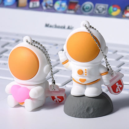 USB Flash Drive 16GB-128GB Astronaut Design, Creative Silicone Memory Stick, Cool Gift Pen Drive with Free Key Chain, USB 2.0, Portable Storage for PC & Laptop