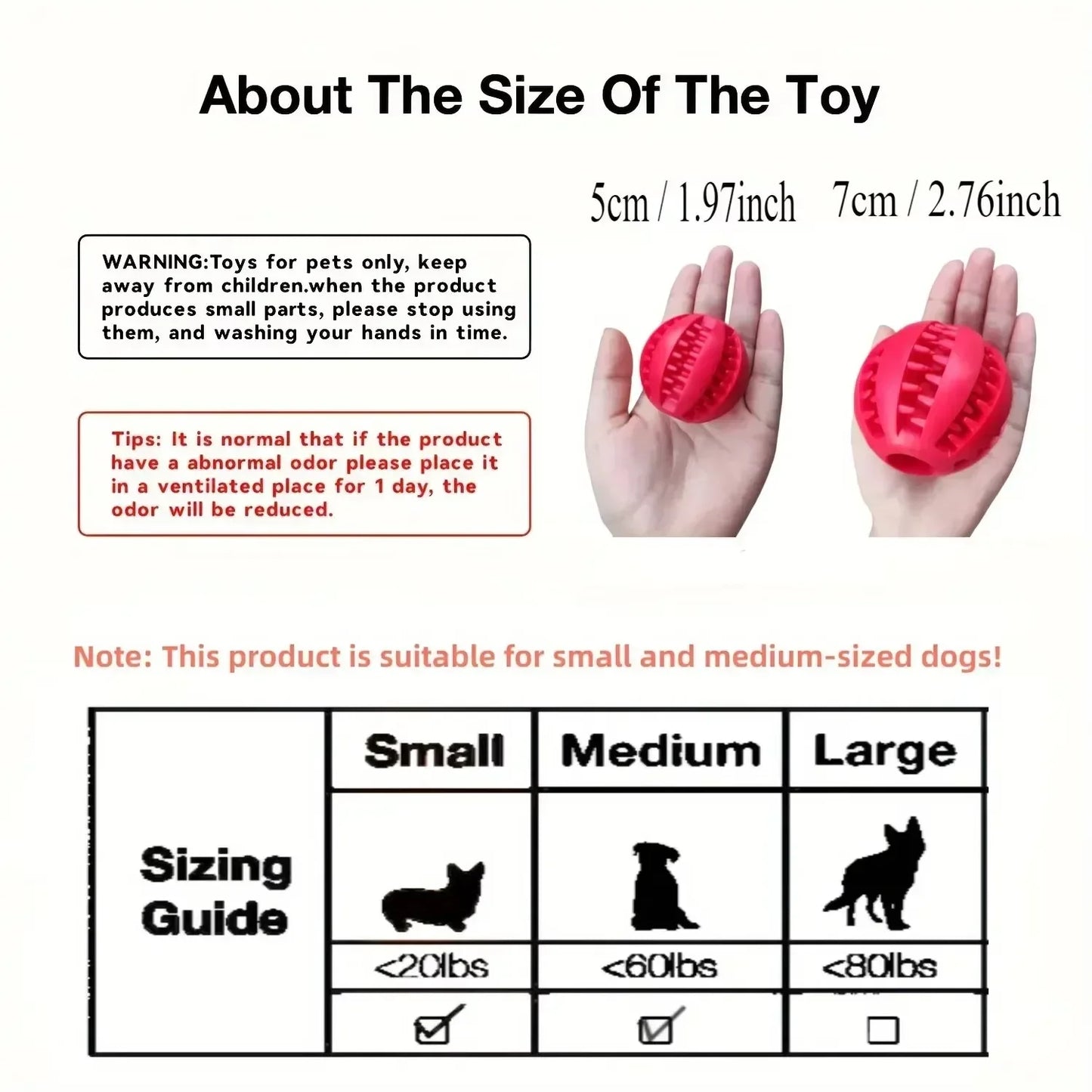 interactive rubber dog toy ball - non-toxic, bite & chew resistant - cleans teeth, dispenses treats - durable training & play accessory for small dogs