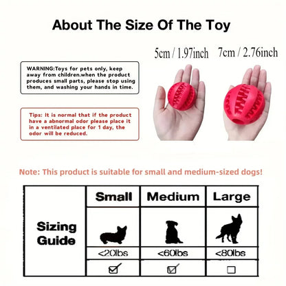 Interactive Rubber Dog Toy Ball - Non-Toxic, Bite & Chew Resistant - Cleans Teeth, Dispenses Treats - Durable Training & Play Accessory for Small Dogs