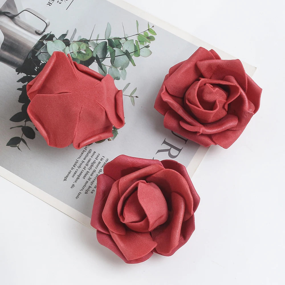 artificial rose flower heads 7cm | wedding party home decor | garden diy crafts | 10/20/50 pack | anniversary birthday housewarming event decoration