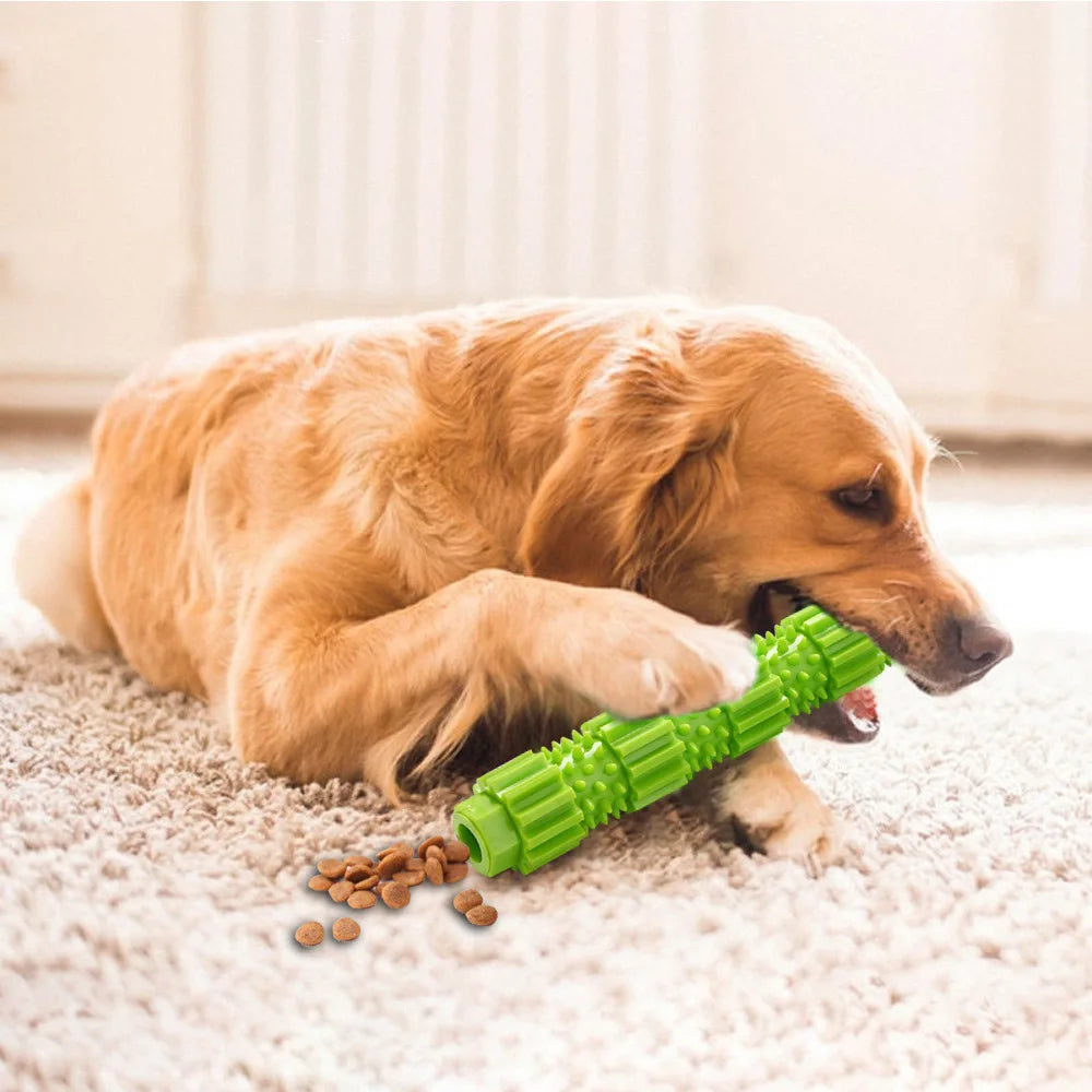 strong rubber dog chew toy for aggressive chewers, treat dispensing, teeth cleaning, long-lasting, squeaky design, safe for all dog sizes, pet play and mental stimulation
