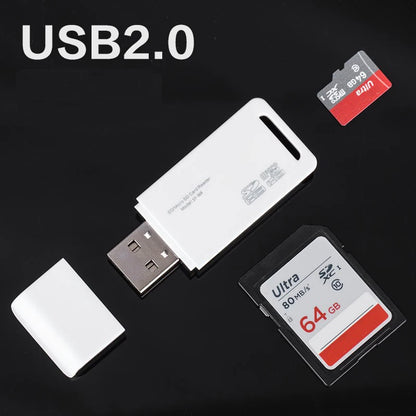 USB 2.0 TF Micro SD Card Reader Adapter for High-Speed Data Transfer, Compatible with Computers, Notebooks, Laptops, Supports USB Disk Writing with Dual Port Design