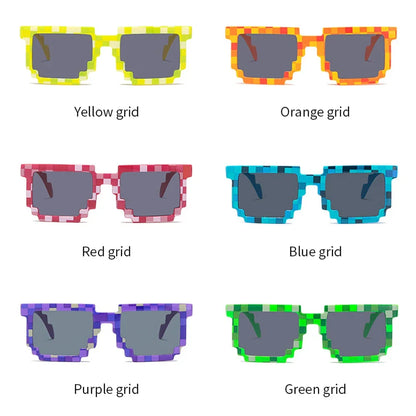 New Fashion Sun Glasses Hot Sale Sunglasses Creeper Glasses Novelty Mosaic Funny Goggles Boys Girls Pixel Eyewear for Party and Outdoor Fun