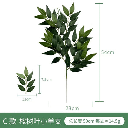 Artificial Eucalyptus Leaf Branch, Plastic Decorative Plant for Bridal Shower, Desktop or Outdoor Use, Cloth Texture, Perfect for Exhibitions and Home Decor