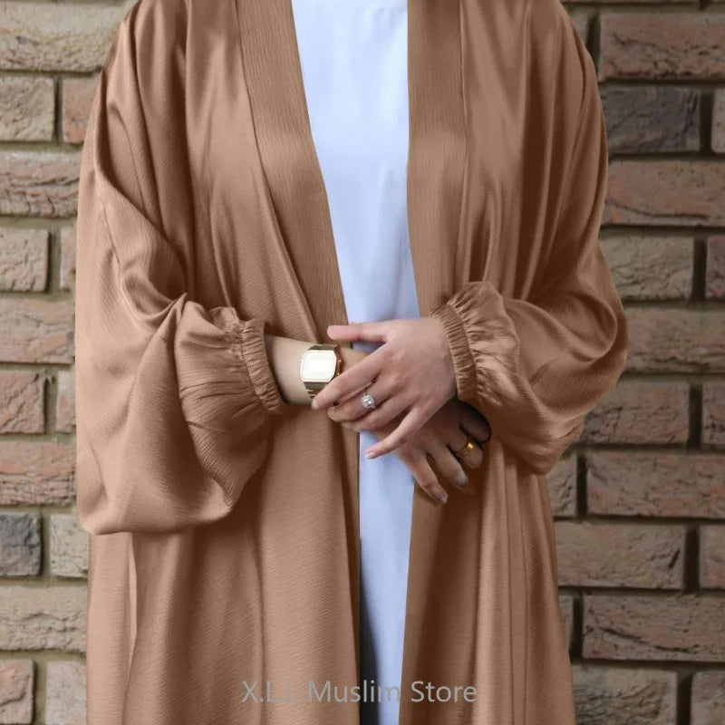prayer clothes women satin cardigan robe islamic long-sleeved dress 2024 - modest fashion, comfortable fit, ideal for daily wear and special occasions