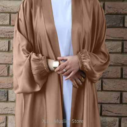 Prayer Clothes Women Satin Cardigan Robe Islamic Long-Sleeved Dress 2024 - Modest Fashion, Comfortable Fit, Ideal for Daily Wear and Special Occasions