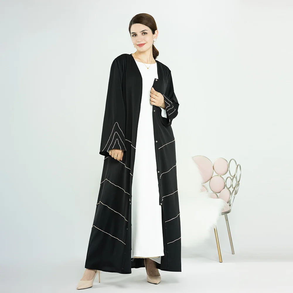 dubai 2024 luxury opened kimono abaya long loose dress prayer garment for women - elegant party kaftan, modest islamic fashion, spring summer wear, sizes s-xxl