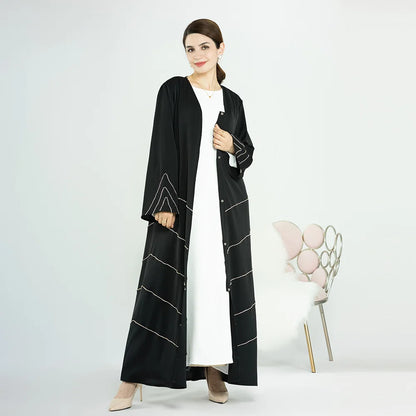 Dubai 2024 Luxury Opened Kimono Abaya Long Loose Dress Prayer Garment for Women - Elegant Party Kaftan, Modest Islamic Fashion, Spring Summer Wear, Sizes S-XXL