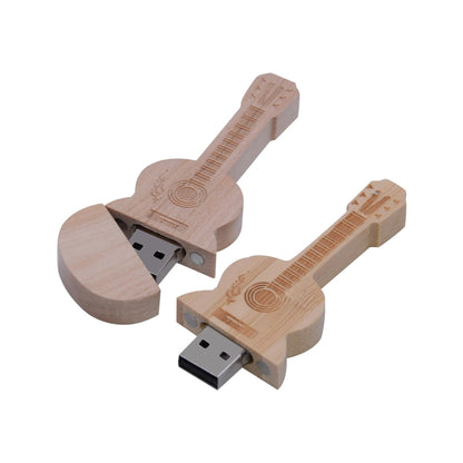 Guitar-Shaped Wooden USB Flash Drive 4GB-128GB | Creative Memory Stick for Gifts, Weddings, Photography, Business | USB 2.0 Pendrive