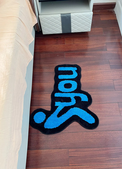 Blue You Irregular Tufting Rug Bedroom Mat Geometric Living Room Carpet Floor Tidy Foot Pad Bedside Doormat Aesthetic Home Decor for Stylish Interiors