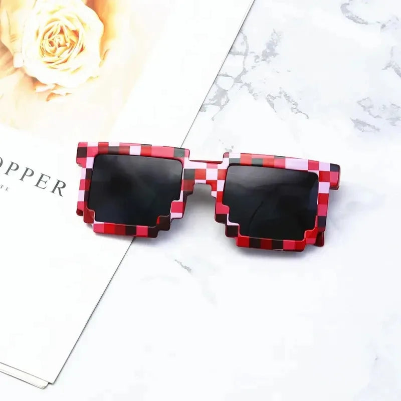 funny kids sunglasses cosplay action game toy square glasses thug life eyewear pixel mosaic gift for children
