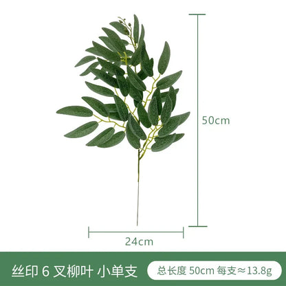 Artificial Eucalyptus Leaf Branch, Plastic Decorative Plant for Bridal Shower, Desktop or Outdoor Use, Cloth Texture, Perfect for Exhibitions and Home Decor