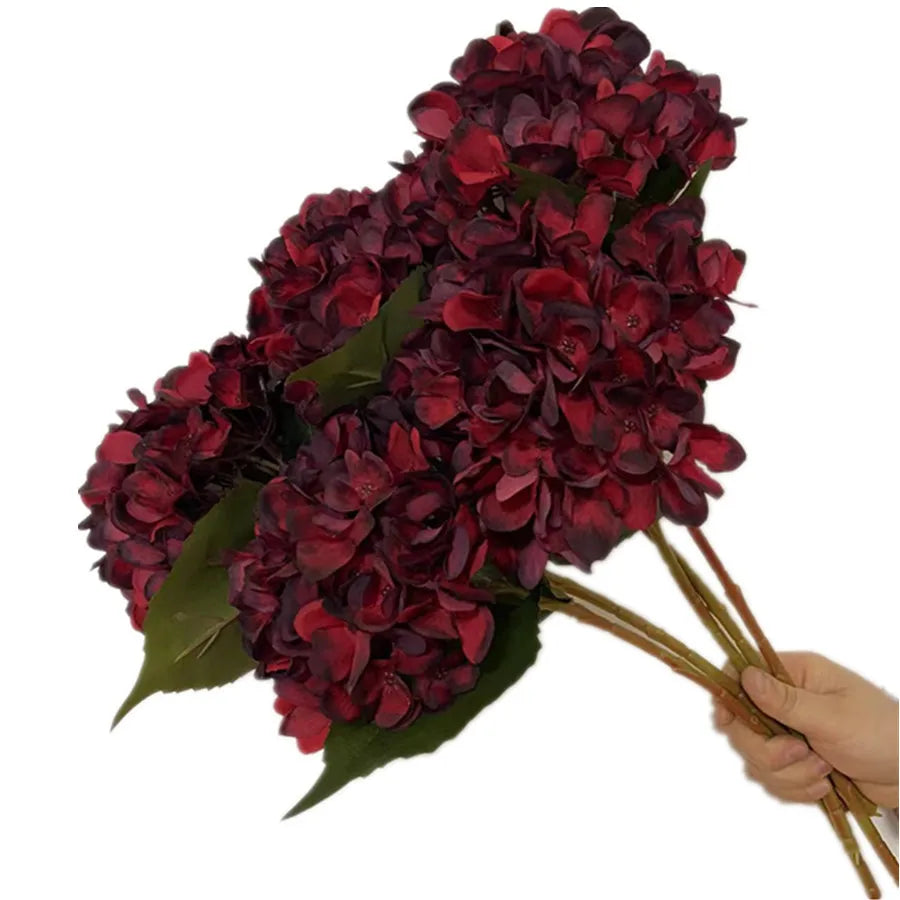 artificial hydrangea flower branch 44cm, colourful silk plastic decoration for weddings, anniversaries, home & hotel decor, indoor use, various colours available