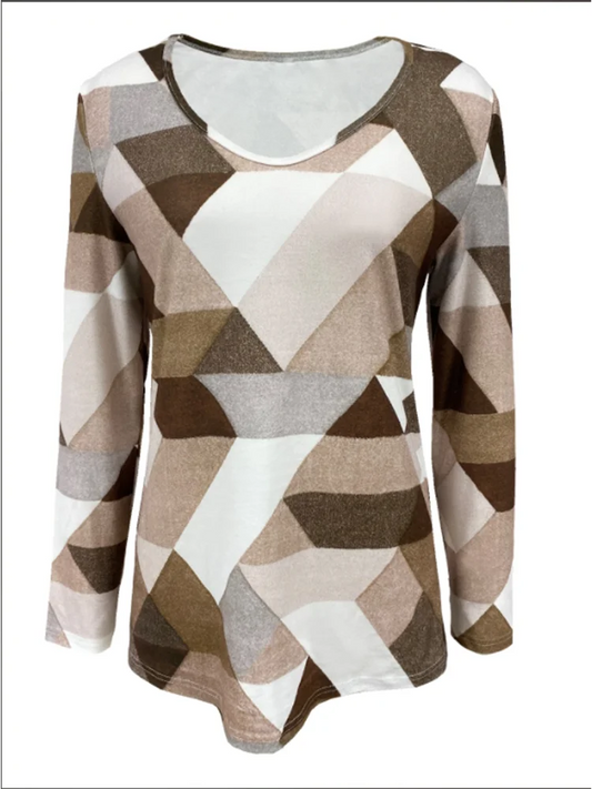 Women Elegant Minimalist Spring Top 2024 Geometry V-Neck Long Sleeve Blouse Casual Fashion T-Shirt