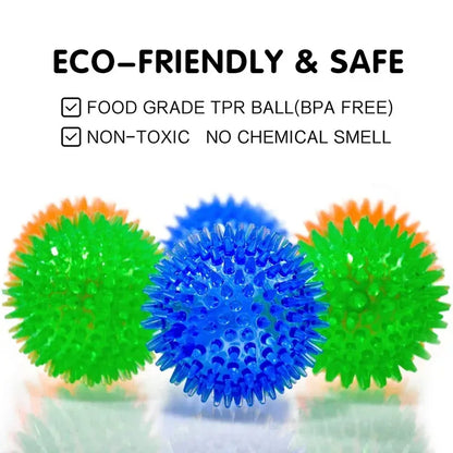 Dog Chew Toy Ball, Rubber Squeaky Ball for Tooth Cleaning, Interactive Thorn Design, Ideal for Puppy Training, Fetch Games, Durable, Safe, Indoor and Outdoor Use