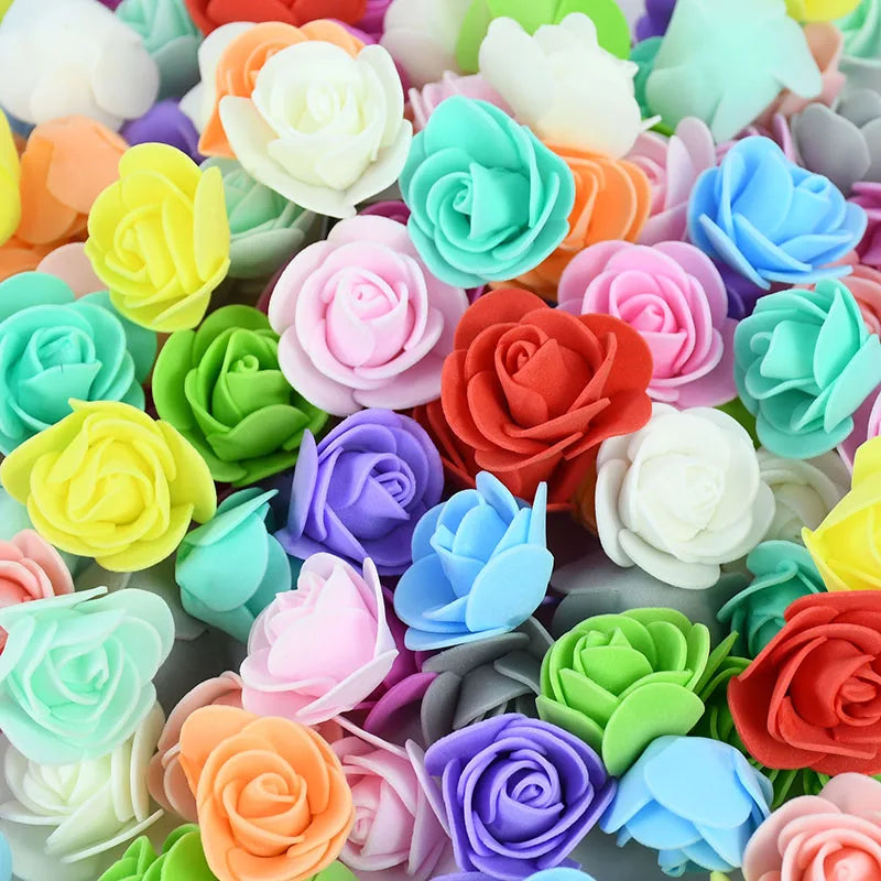 artificial foam rose flowers, 100/300pcs 3cm, diy craft supplies for wedding, valentine's day, bridal shower, home decor, indoor floral arrangements