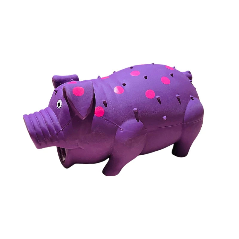 latex pig dog toy with squeaker, durable chew for medium to large dogs, bite resistant, teeth cleaning, indoor/outdoor play, engaging and fun for active pets
