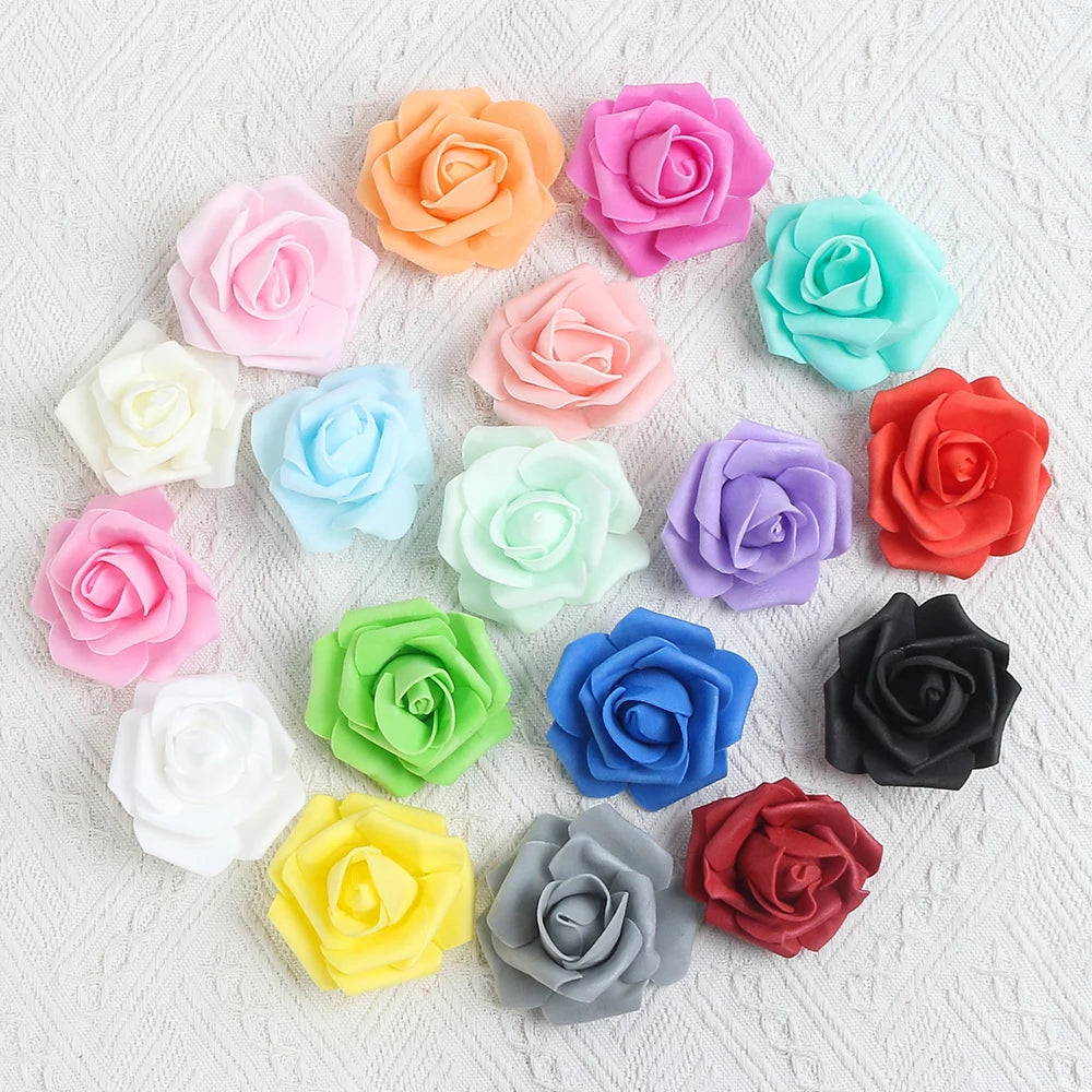 artificial rose flower heads 7cm | wedding party home decor | garden diy crafts | 10/20/50 pack | anniversary birthday housewarming event decoration