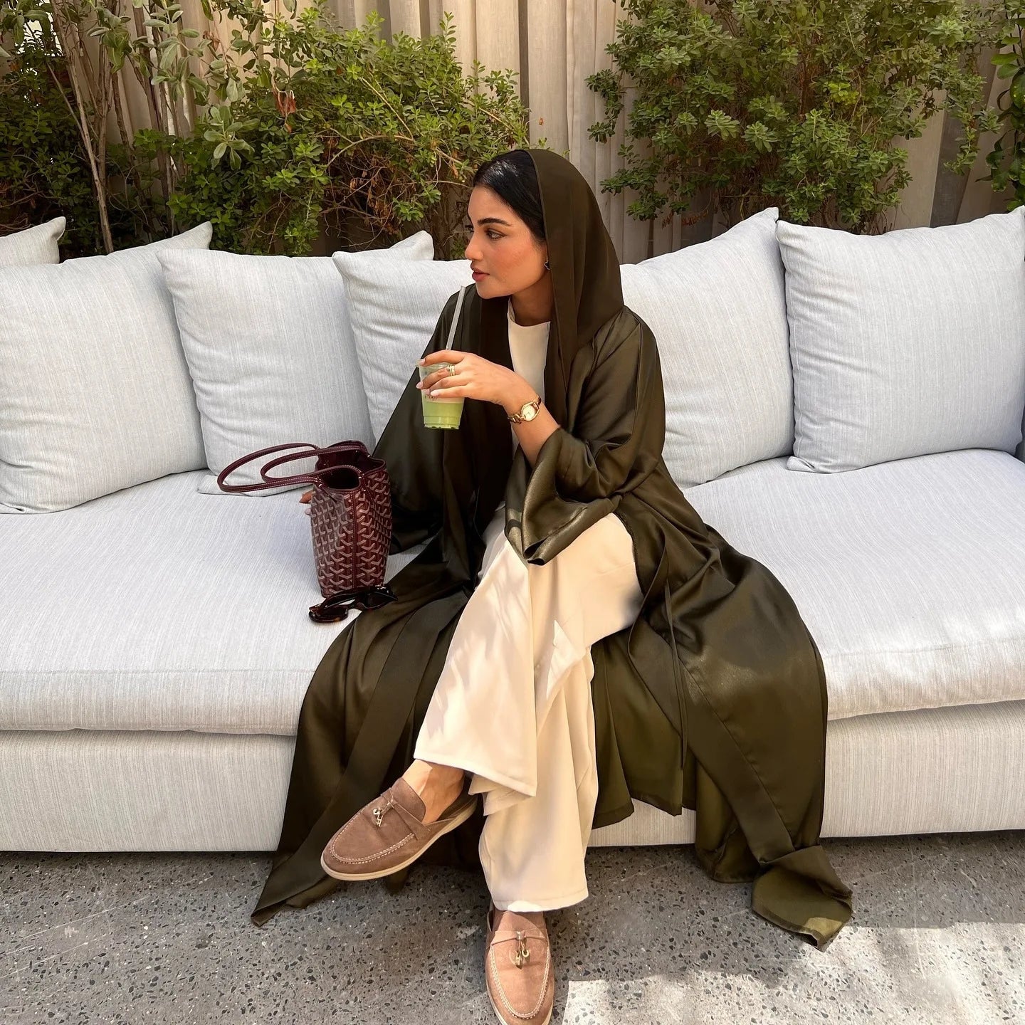 ramadan decoration 2024 muslim girl army green abaya robe islamic gift elegant prayer dress for special occasions and everyday wear