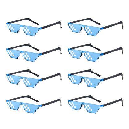 Lovatfirs Thug Life Sunglasses 8 Pack Pixelated Mosaic Party Glasses in Black Red Pink Yellow Blue - Fun Fashion Eyewear for Women and Men