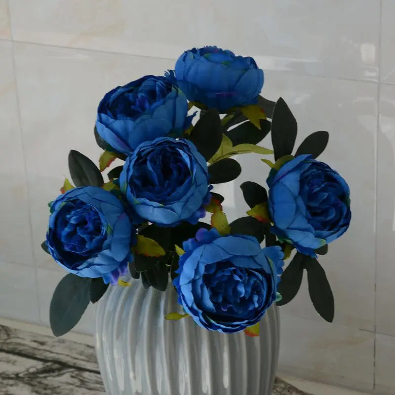 silk artificial peony bouquet, 7-head flower branch, 45 cm, pink blue red white, home decor, wedding & anniversary decoration, indoor use, party & office display