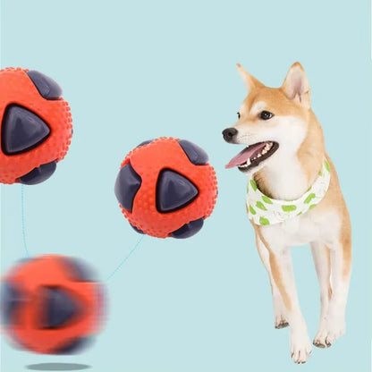 Interactive Rubber Dog Toy Ball for Small Medium Dogs, Squeaky Sound, Bite Resistant, Boredom Relief, Chewing and Fetch Play, Safe Rubber Design, Durable and Fun