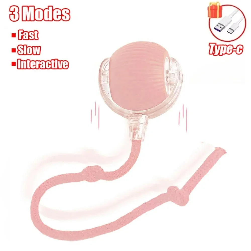 interactive pet toy ball for cats & dogs - rechargeable electric mouse imitation, faux tail, automatic rolling, durable rubber & plastic, ideal for play & training