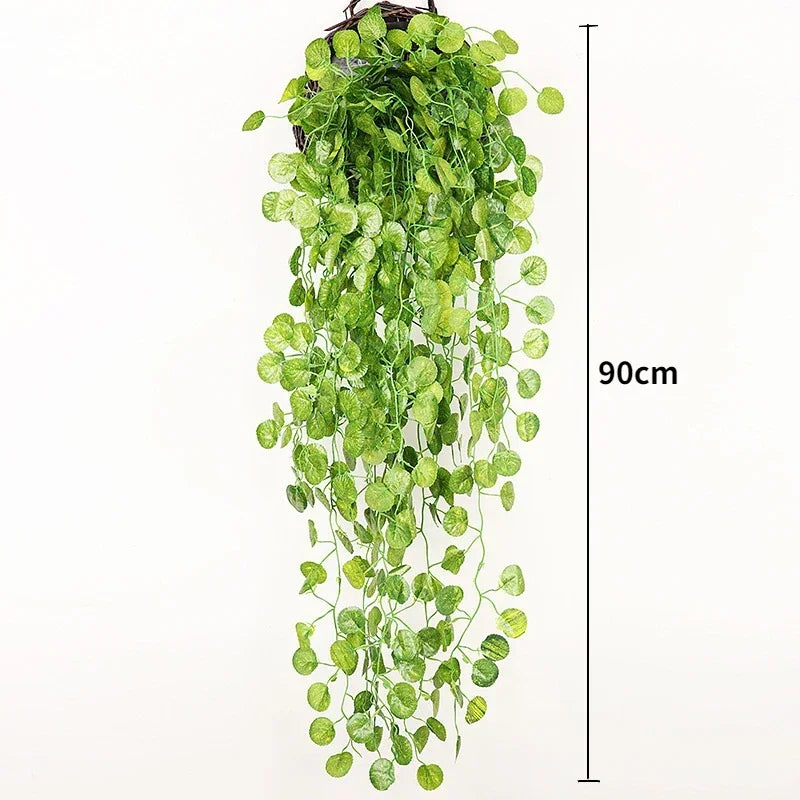 artificial hanging vine garland, 90cm plastic leaf decoration for weddings, outdoor parties, exhibition, bridal showers, garden or home decor, fake rattan ivy