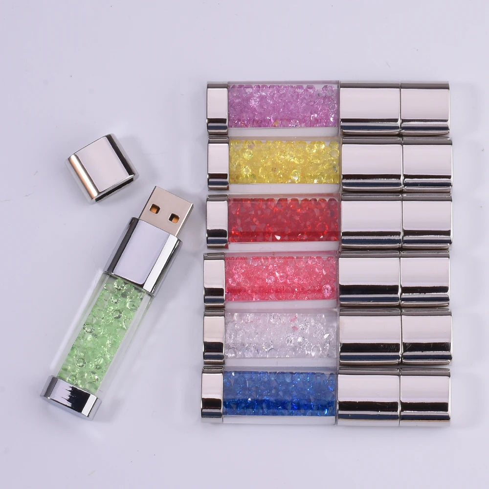 128gb crystal led usb 3.0 flash drive with metal design, high-speed memory stick for laptop, car, tv, ideal wedding and business gift, multiple colours available