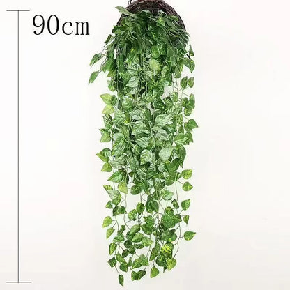 Artificial Green Ivy Leaf Garland 2.1M, Silk Rattan Hanging Vine for Wall Decor, Home and Garden Decoration, Wedding Party, Outdoor Exhibition, DIY Fake Wreath Leaves