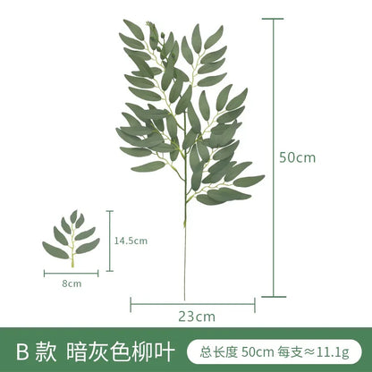 Artificial Eucalyptus Leaf Branch, Plastic Decorative Plant for Bridal Shower, Desktop or Outdoor Use, Cloth Texture, Perfect for Exhibitions and Home Decor