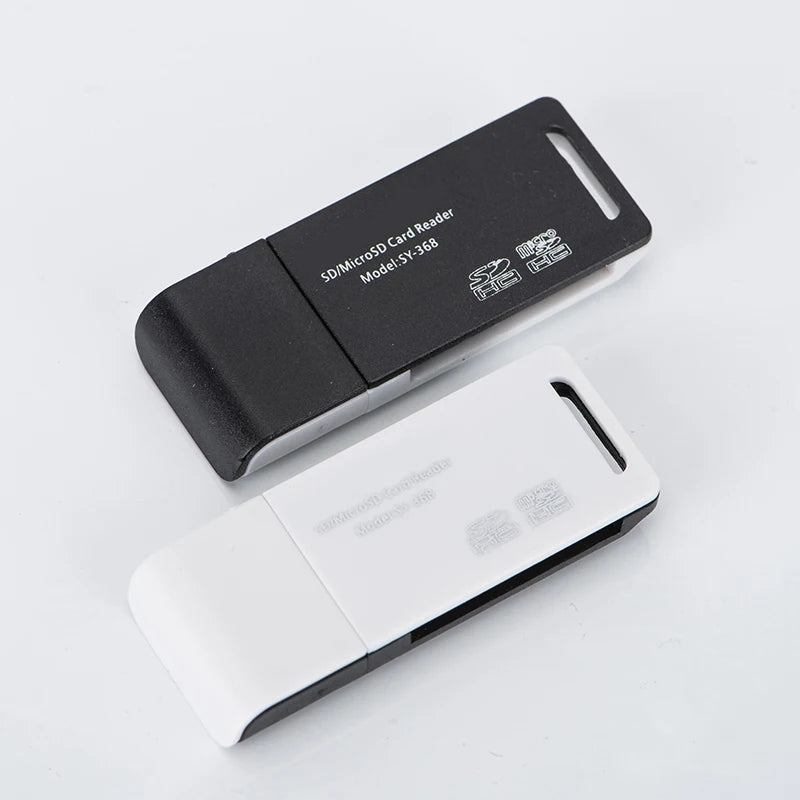 usb 2.0 tf micro sd card reader adapter for high-speed data transfer, compatible with computers, notebooks, laptops, supports usb disk writing with dual port design