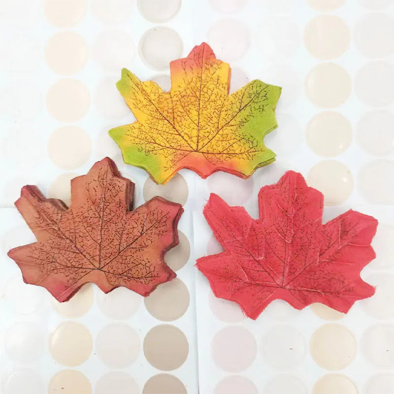 pack of 50 or 100 silk artificial maple leaves for seasonal decor, weddings, christmas, halloween, and diy crafts, ideal for indoor and outdoor home decoration