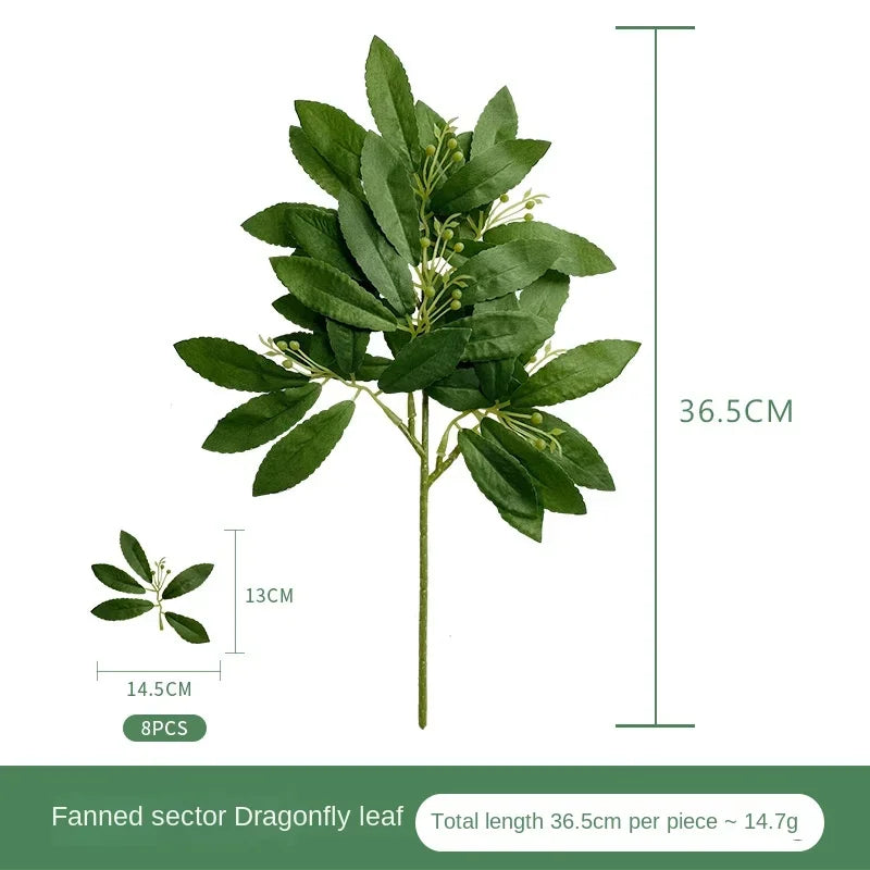artificial eucalyptus leaf branch, plastic decorative plant for bridal shower, desktop or outdoor use, cloth texture, perfect for exhibitions and home decor