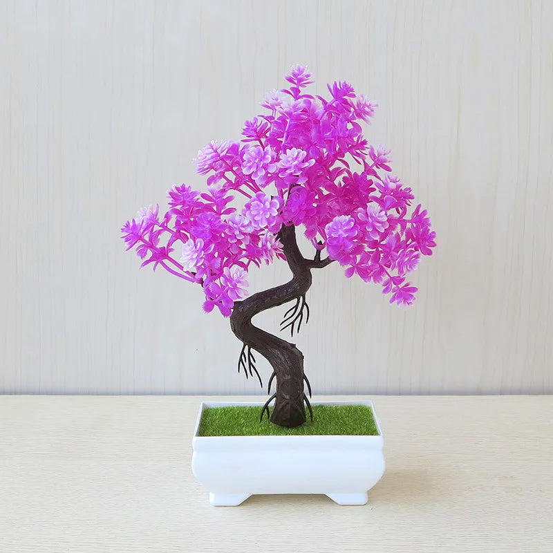 miniature artificial bonsai tree in pot, elegant faux plant decoration for home or office, desktop zen garden ornament, ideal for indoor use and exhibitions